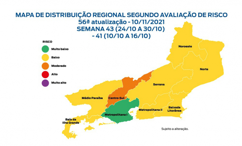Mapa de Risco da Covid-19 revela que Rio segue em bandeira amarela com risco baixo